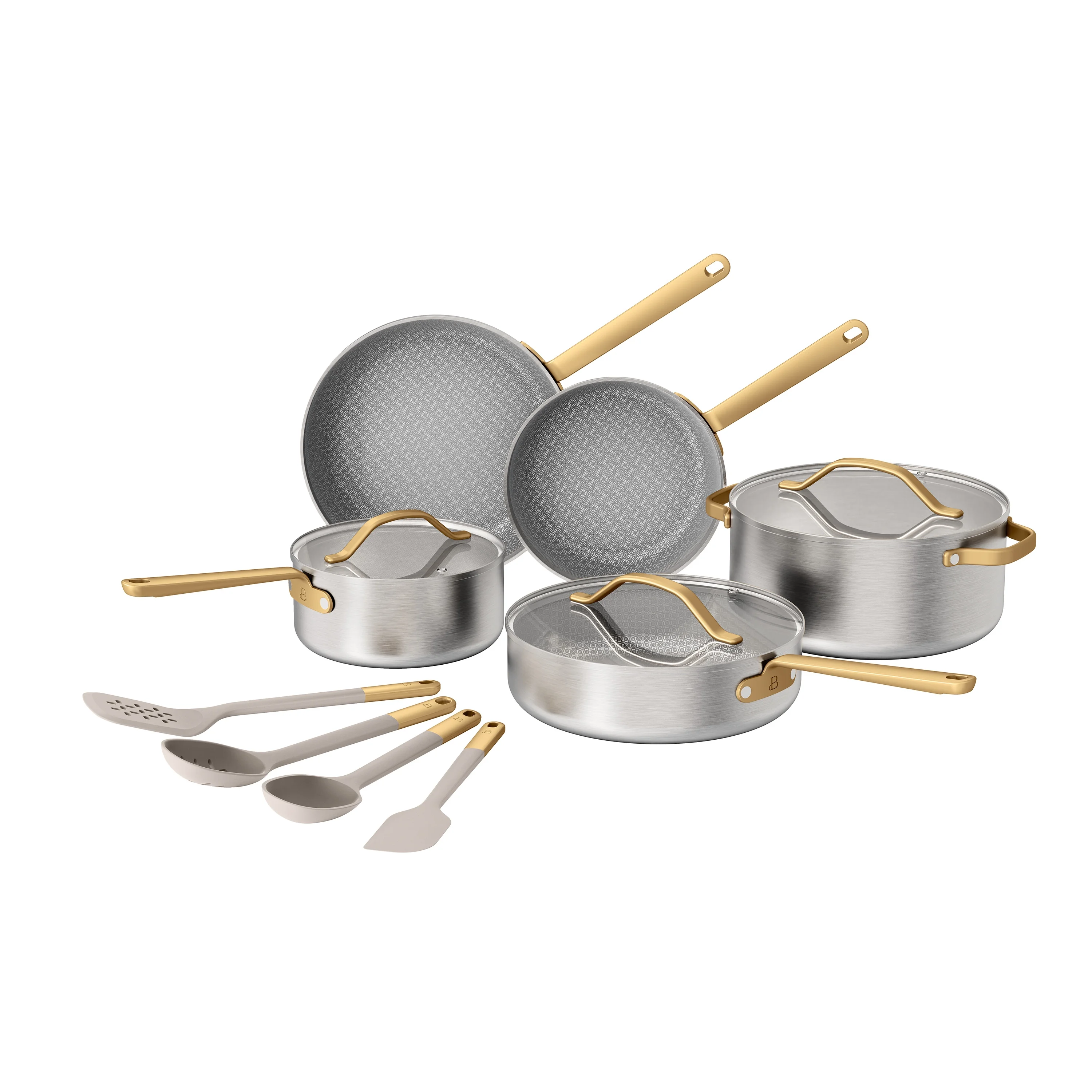 12-Piece Hybrid Tri-Ply Stainless Steel Cookware Set Gray with Lids Tools
