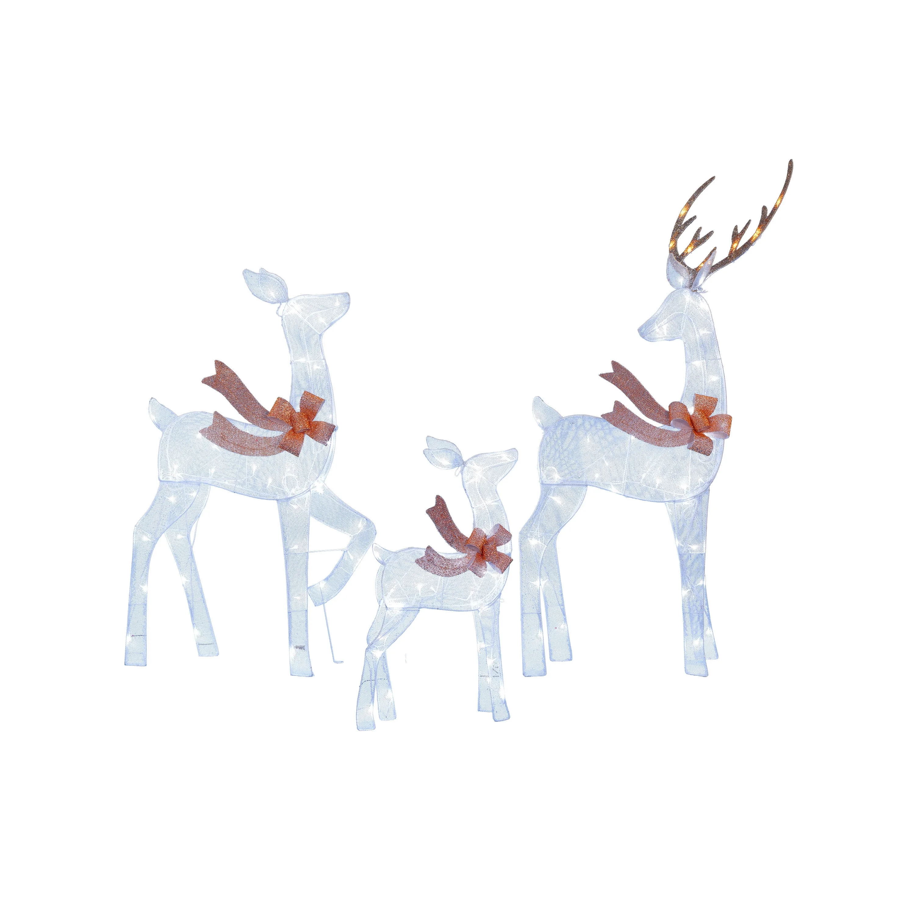 Light-Up Mesh 2D Deer Family Christmas Sculpture with 120 LED Lights