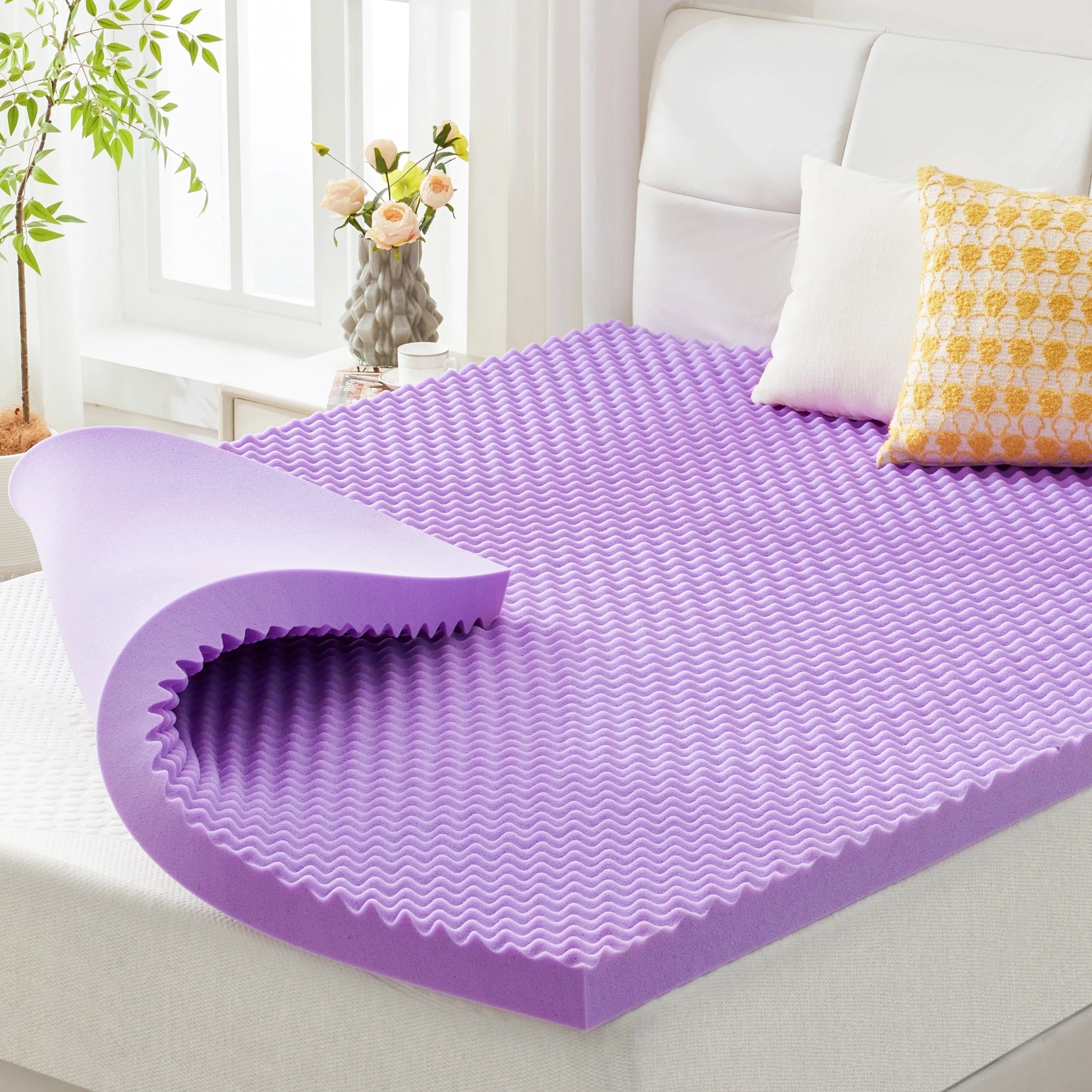 2 in Gel Cooling Memory Foam Mattress Topper Full Purple