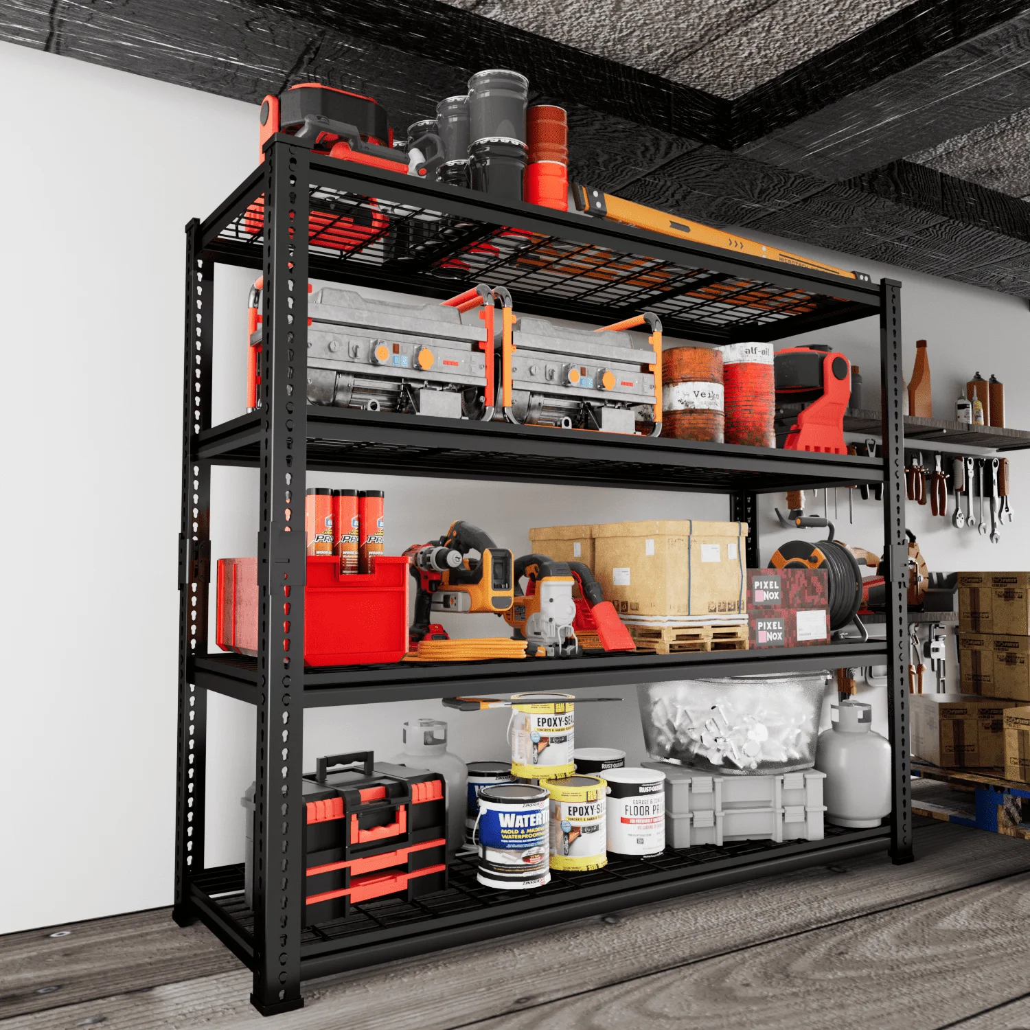 4-Tier Heavy Duty Adjustable Metal Garage Storage Shelf Unit