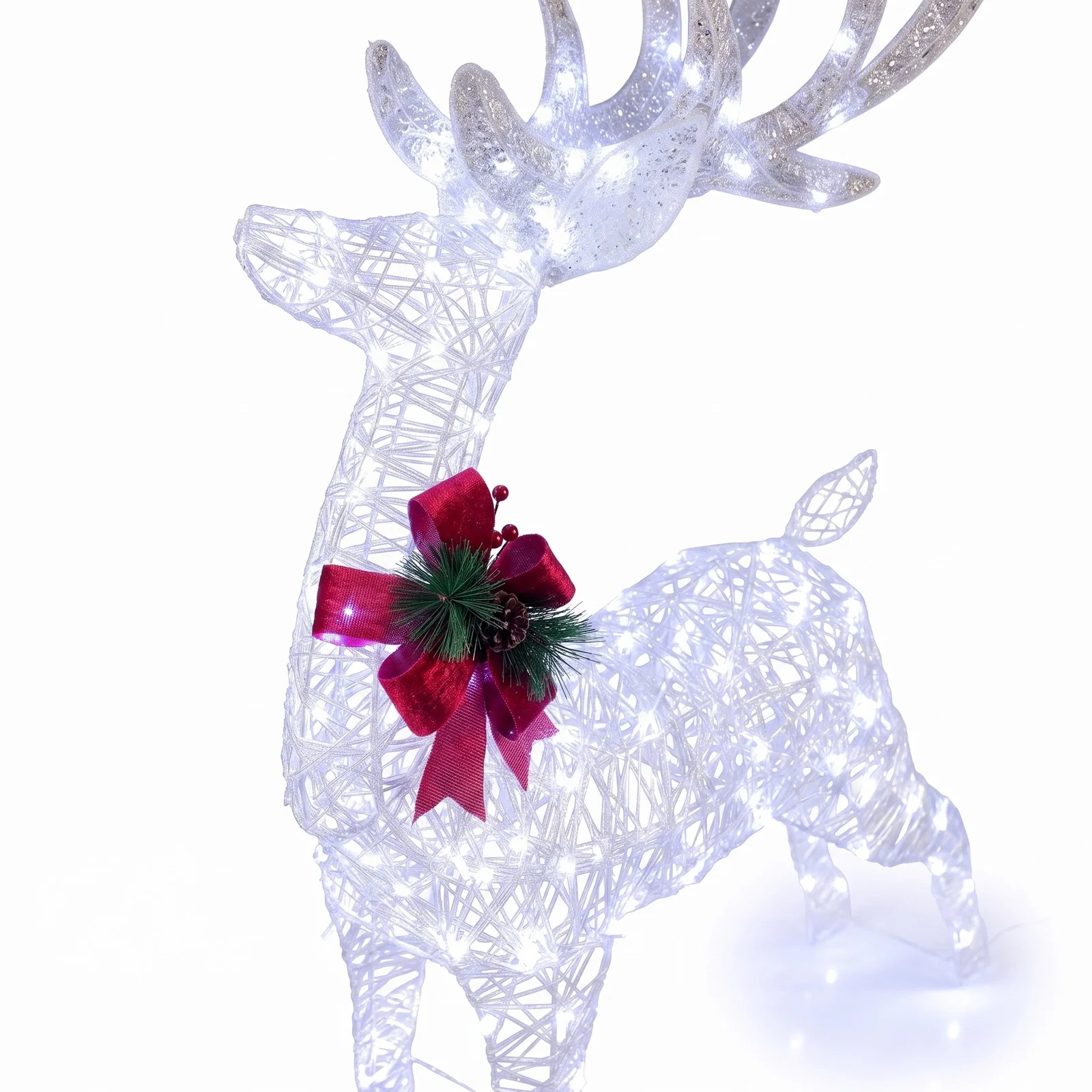 Lighted Christmas Reindeer Yard Decoration with Cool White LED Lights