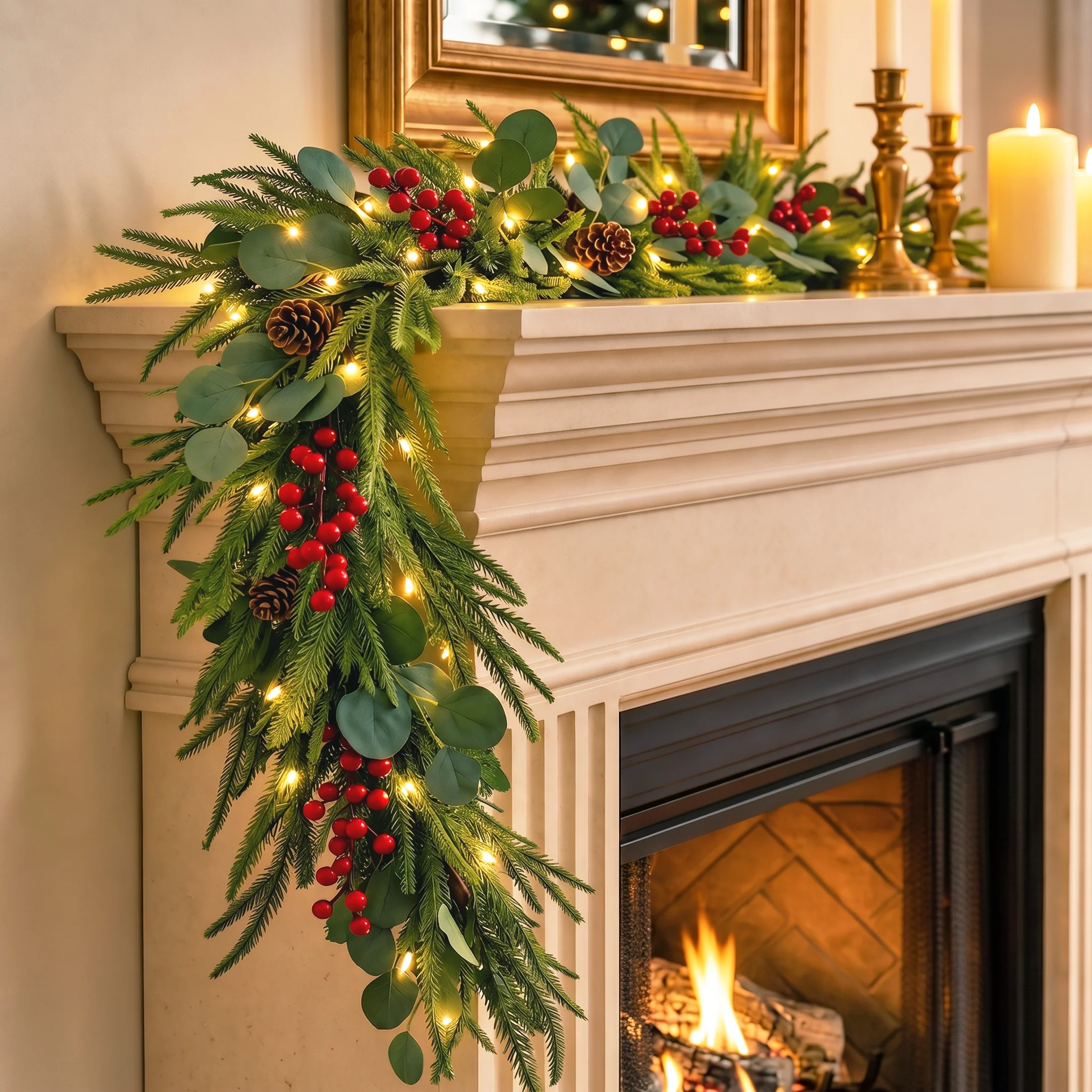 9 ft Pre-Lit Artificial Christmas Garland, 2 Pack, 40 Warm White LED