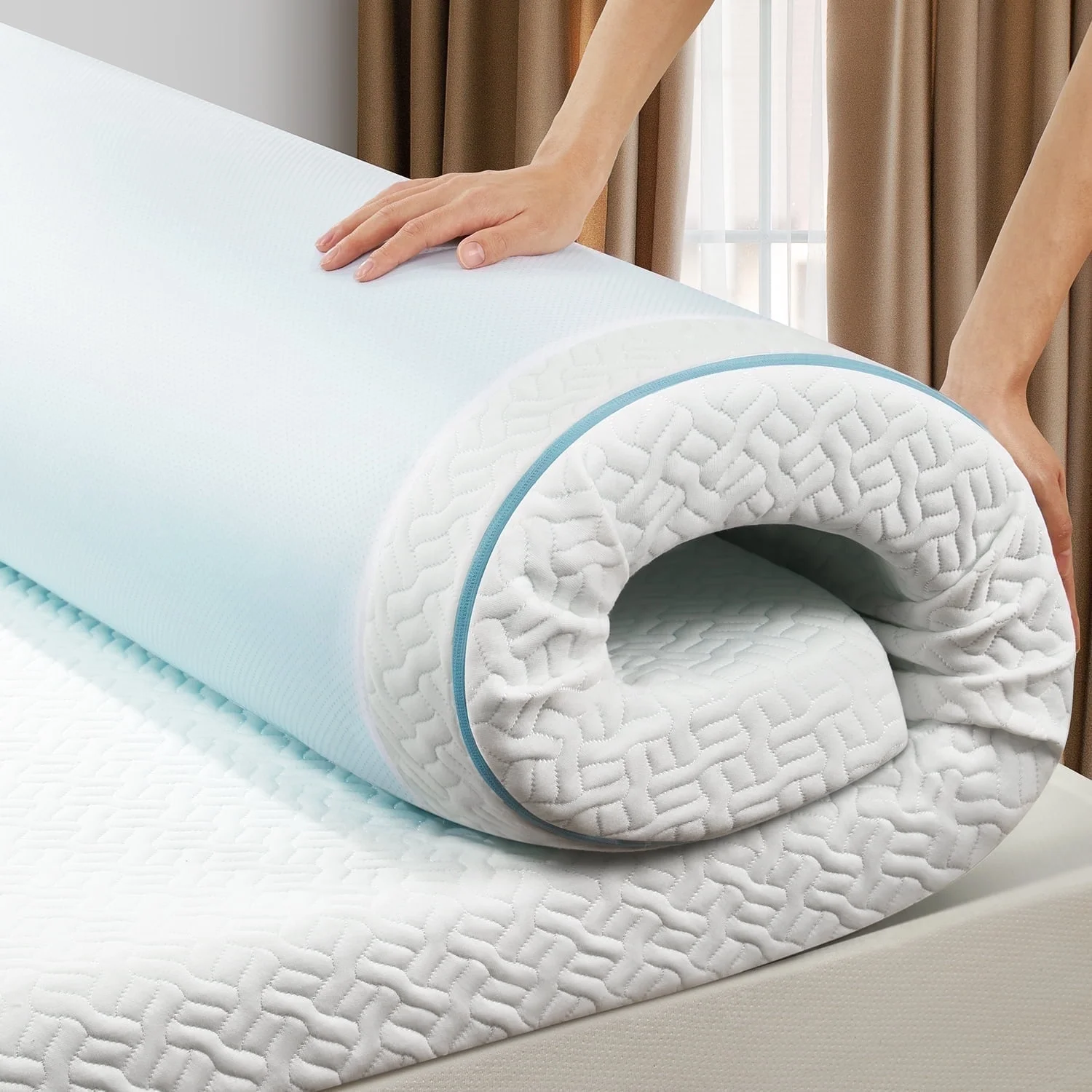 3 in Queen Gel Memory Foam Mattress Topper White
